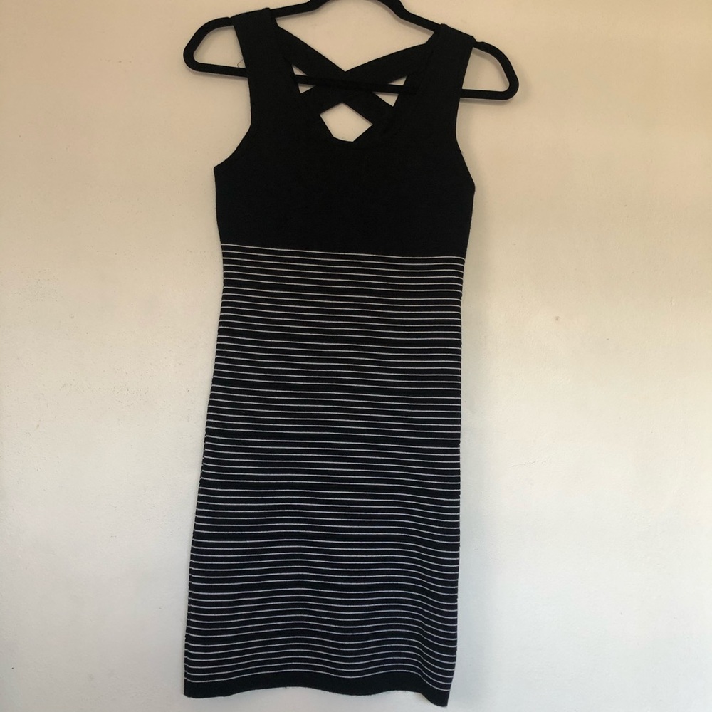 Xhilaration Black and White striped Knit Dress.